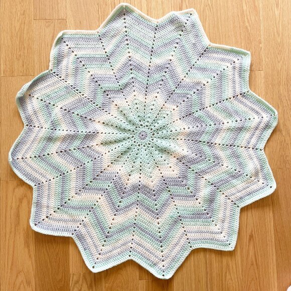 Handmade Crochet Star Baby Blanket 42" Pastel colors - Picture 1 of 8
